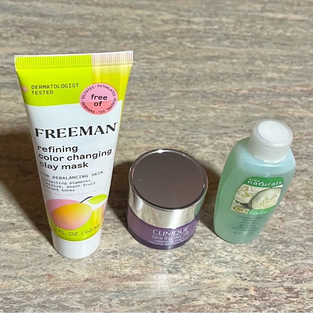 Freeman Color Changing Clay Mask & Clinique Cleansing Balm & Avon Shower gel Set